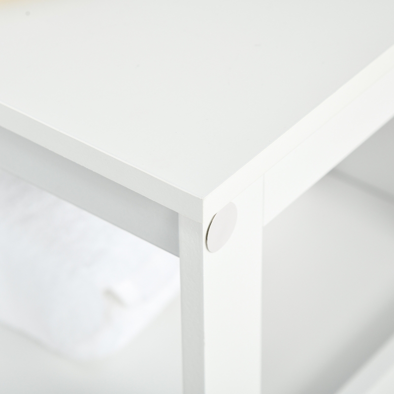 kleankin Bathroom Floor Storage Cabinet, Freestanding Bathroom Cabinet with Shutter Doors, Open Shelf and Adjustable Shelf, White