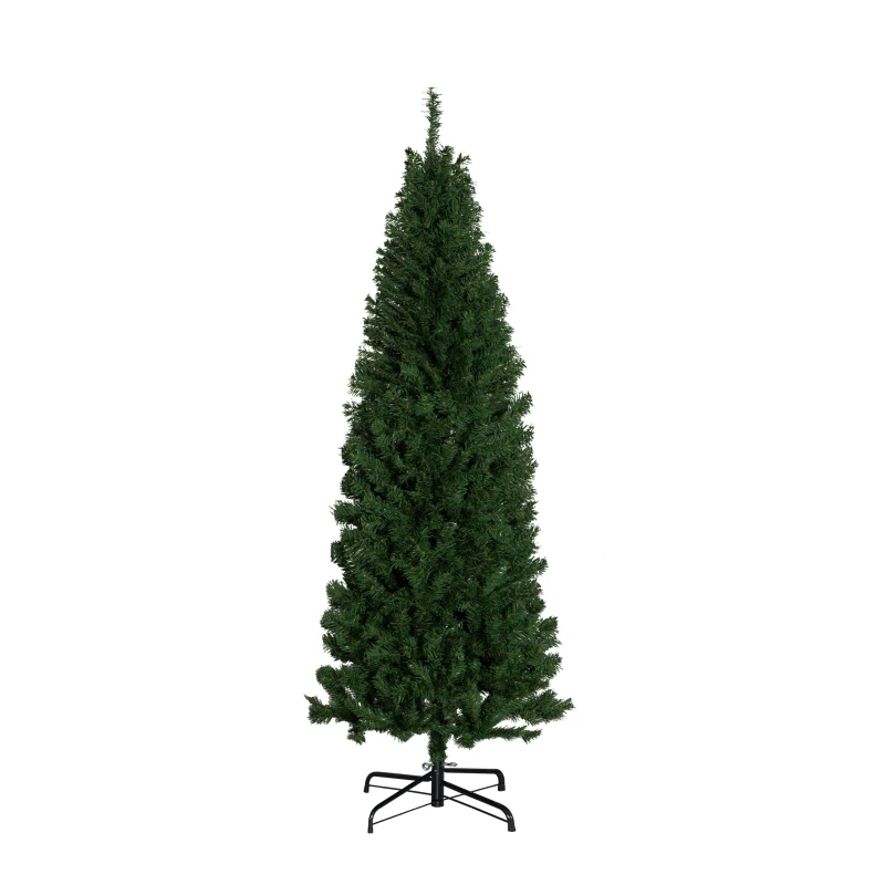 HOMCOM 6FT Pencil Christmas Tree, Artificial Christmas Tree with Automatic Open for Home Party, Green
