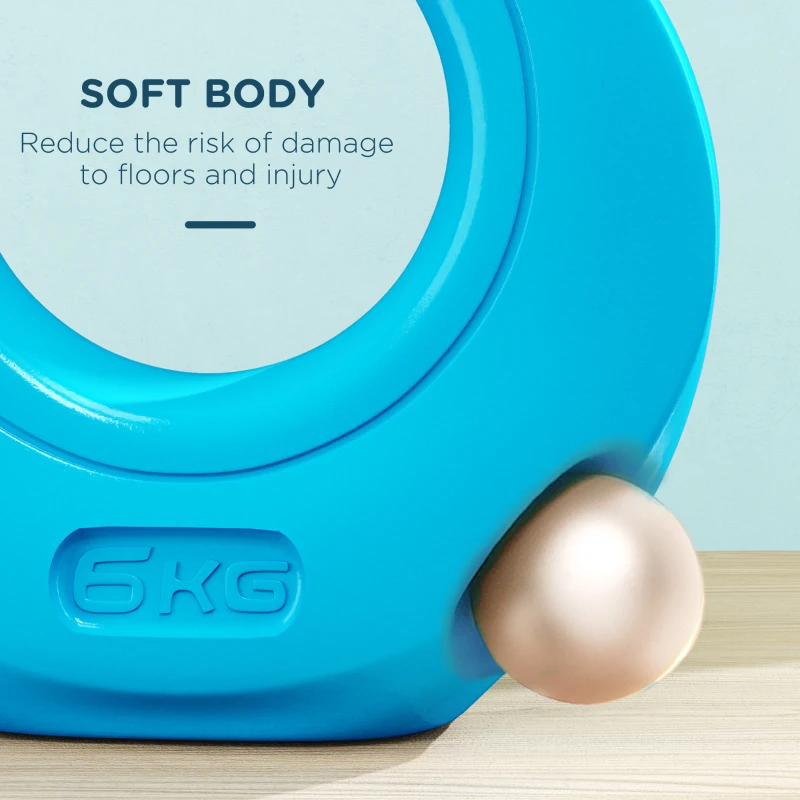 Soozier 13lbs Kettlebell, Kettle Bell with Wide Handle for Home Gym Weight Lifting and Strength Training, Light Blue