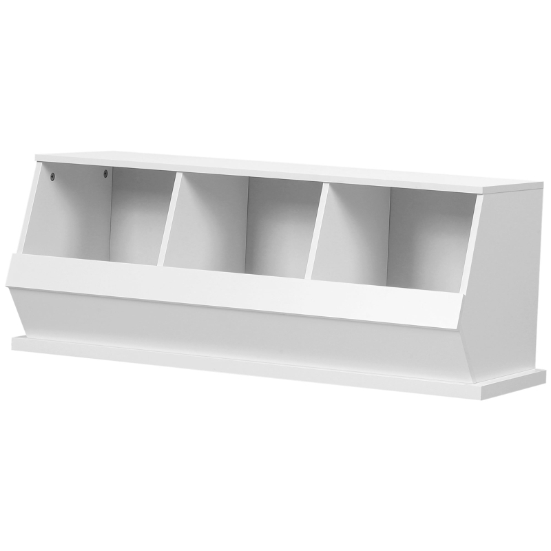 HOMCOM Small Bookcase, 3 Cube Storage Organizer, Multipurpose Display Cabinet with 3 Compartments, White