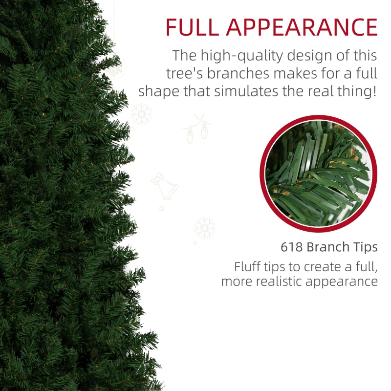 HOMCOM 6FT Pencil Christmas Tree, Artificial Christmas Tree with Automatic Open for Home Party, Green