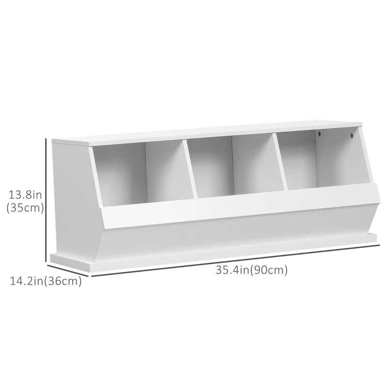 HOMCOM Small Bookcase, 3 Cube Storage Organizer, Multipurpose Display Cabinet with 3 Compartments, White