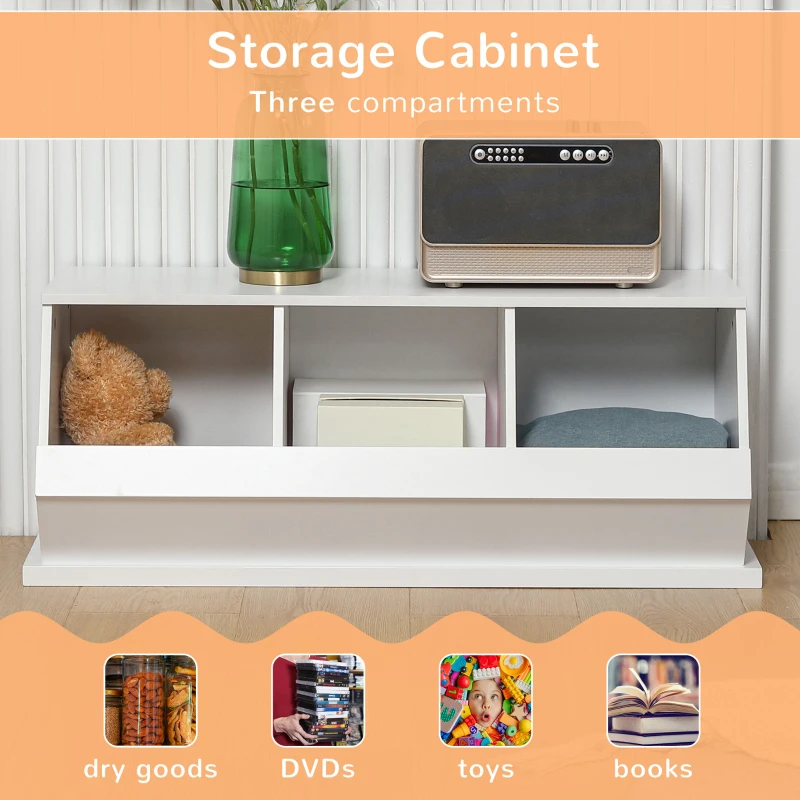 HOMCOM Small Bookcase, 3 Cube Storage Organizer, Multipurpose Display Cabinet with 3 Compartments, White