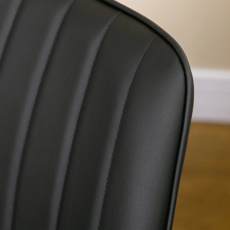 HOMCOM Dining Chairs Set of 2, Modern Kitchen Chair with PU Leather Upholstery and Steel Legs for Living Room, Bedroom, Black