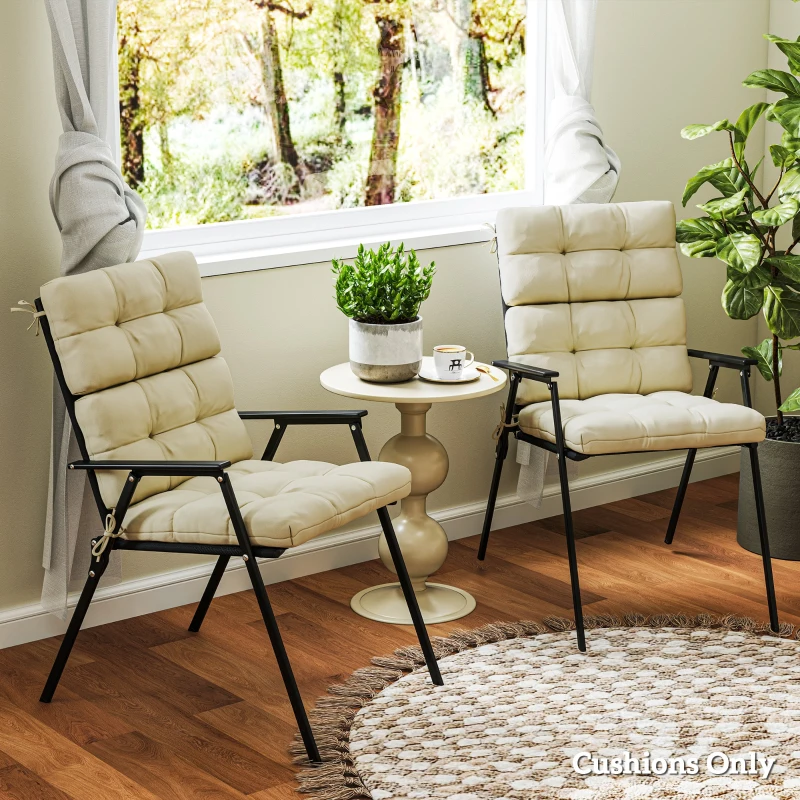 Outsunny 2-Piece Back Seat Cushion Replacement, Outdoor Patio Chair Cushions Set with Ties, Button Tufted, Beige