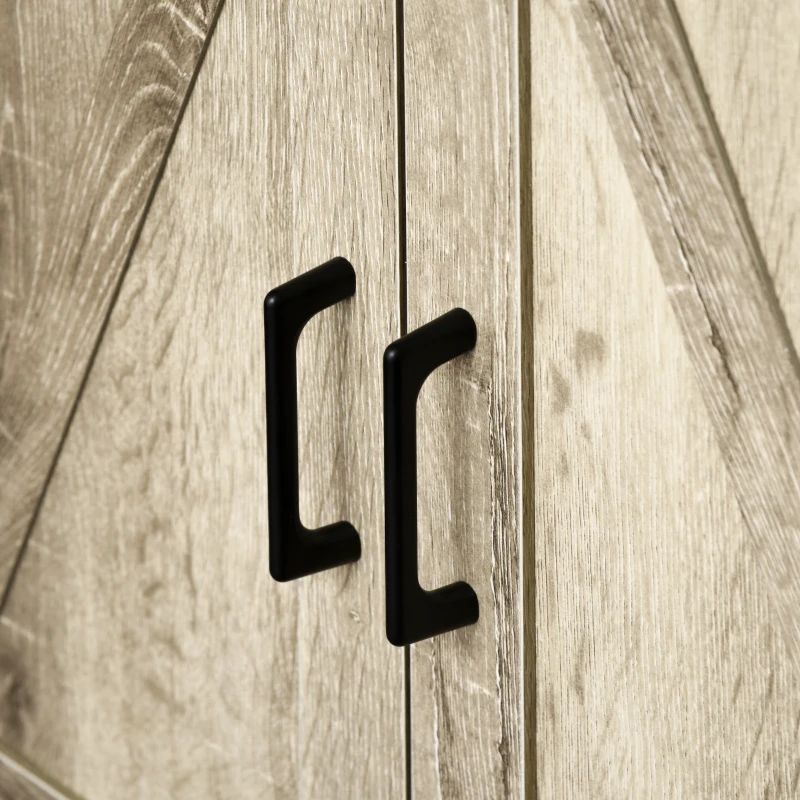 HOMCOM Modern Farmhouse Sideboard with Storage, Buffet Cabinet with 2 Barn Doors and Drawer for Dining Room, Oak