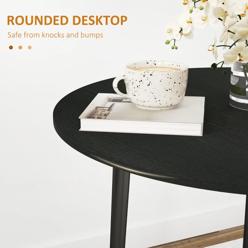 HOMCOM Folding Dining Table, Round Drop Leaf Kitchen Table for Small Spaces with Wood Legs, Black