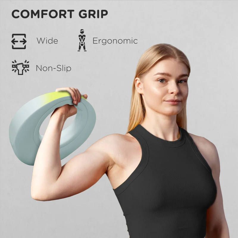 Soozier 22lbs Kettlebell, Kettle Bell with Wide Handle for Home Gym Weight Lifting and Strength Training, Light Grey