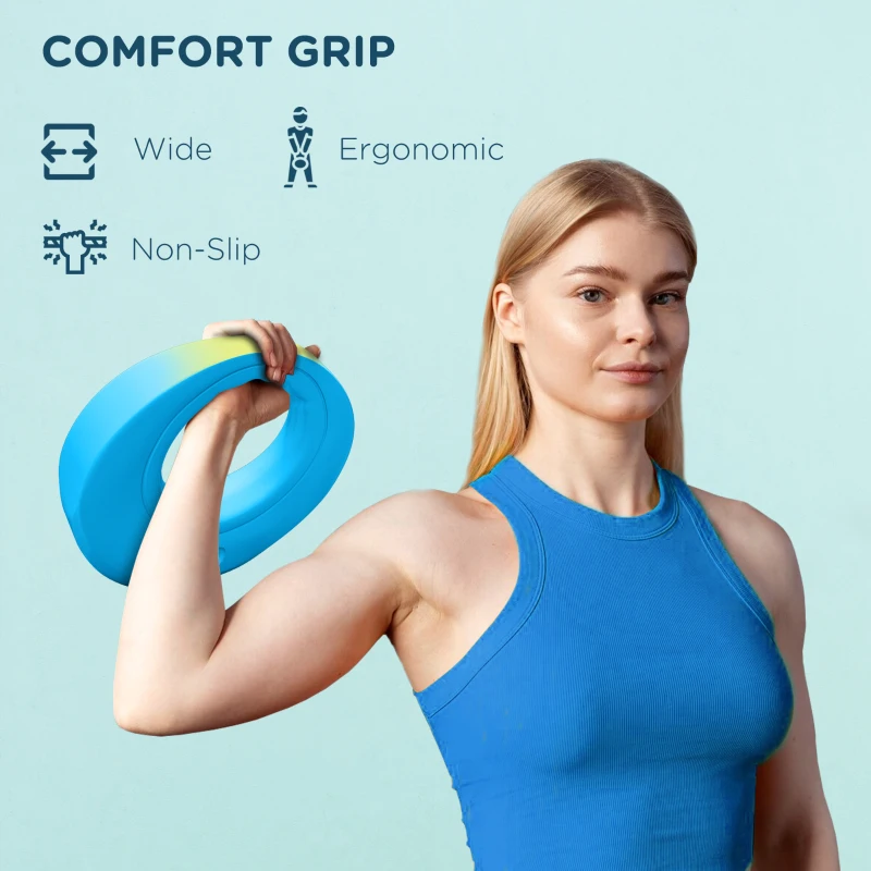 Soozier 13lbs Kettlebell, Kettle Bell with Wide Handle for Home Gym Weight Lifting and Strength Training, Light Blue