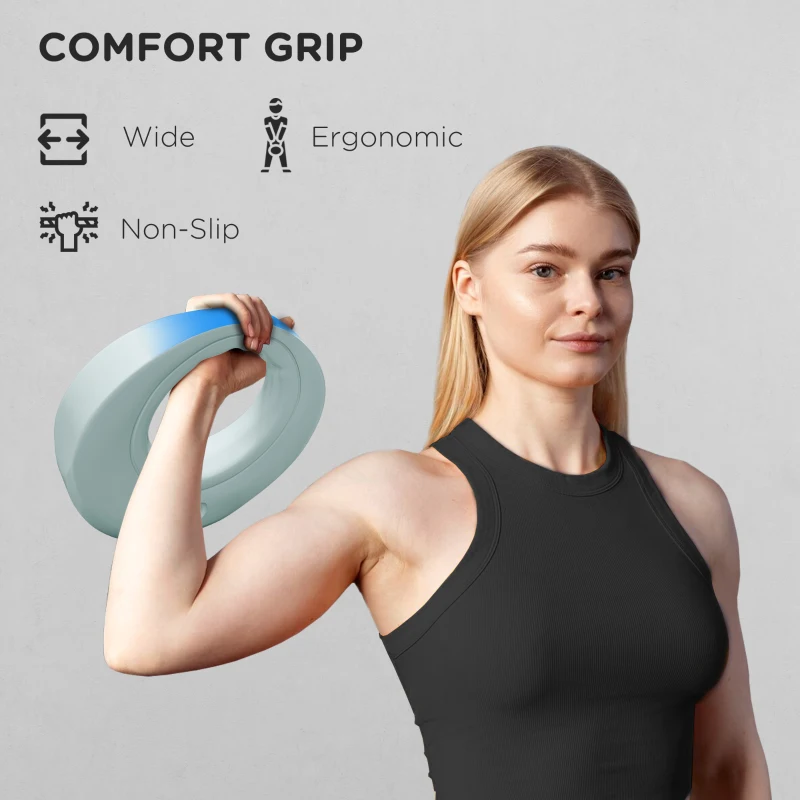 Soozier 13lbs Kettlebell, Kettle Bell with Wide Handle for Home Gym Weight Lifting and Strength Training, Light Grey