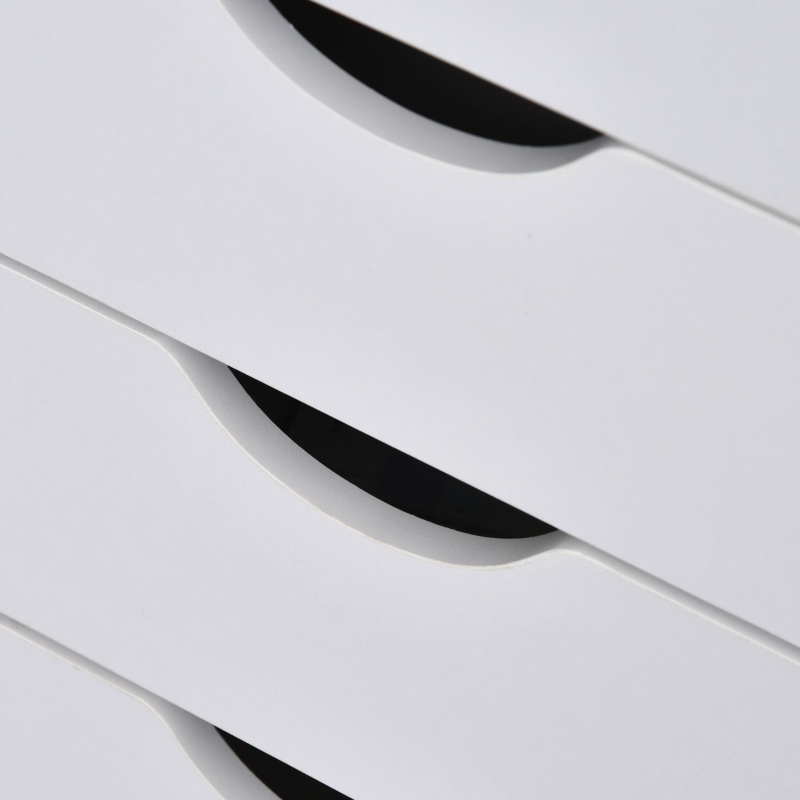 HOMCOM 5 Drawer Home Office Storage Cabinet, Mobile Printer Stand with Nordic Minimalist Modern Style & Wheels, White