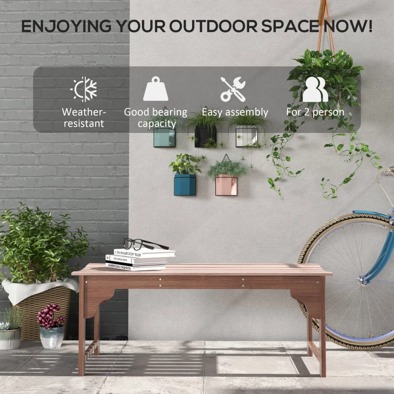 Outsunny 45" Wooden Garden Bench for Outdoors, Patio Double Park Bench with Slatted Seat, Front Porch Backless Bench for Garden, Backyard, Poolside, Balcony, Natural