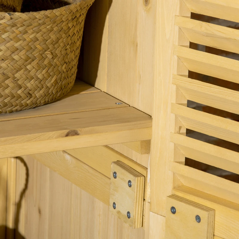 Outsunny 3' x 5' Wooden Garden Storage Shed, Sheds & Outdoor Storage with Asphalt Roof & 2 Large Wood Doors with Lock, Natural