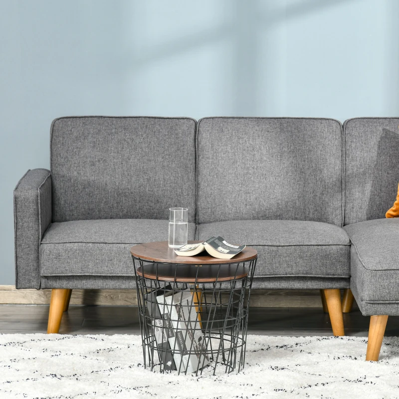 HOMCOM End Tables Set of 2, Nesting Tables with Storage, Round Accent Side Tables with Removable Top for Living Room,  Black/ Brown