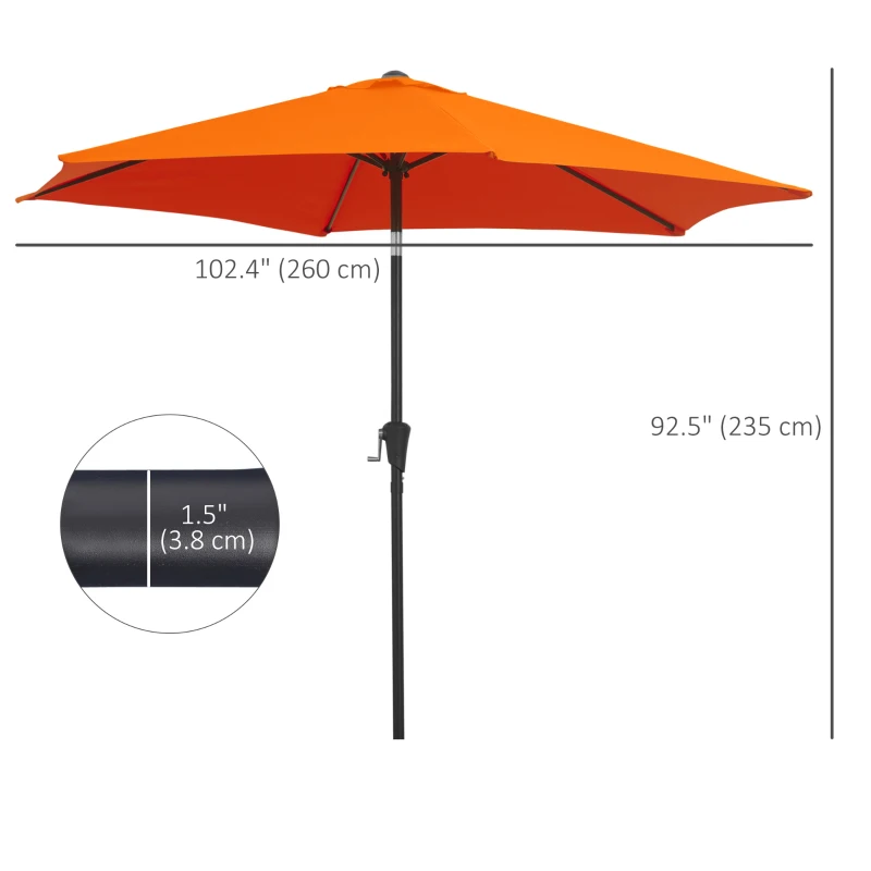 Outsunny 8.5' Round Aluminum Patio Umbrella Garden Parasol Market Sunshade Tilt Canopy w/ 6 Ribs, Crank Handle, Blue