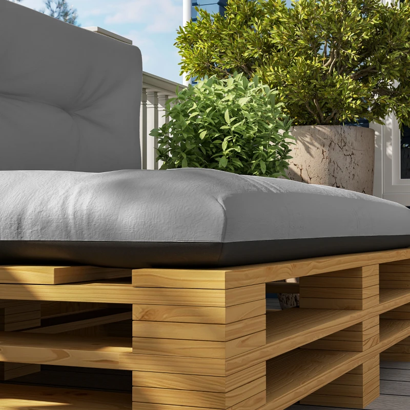 Outsunny 2 Seater Pallet Cushions Outdoor 3.9" Thick Replacement Cushions - Tufted Design for Garden, Patio, Light Gray