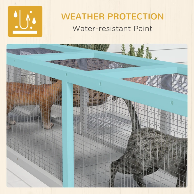 PawHut Outdoor Cat Tunnel with Extendable Design, 59" L Wooden Cat Run with Weather Protection, Connecting Inside and Outside, for Deck Patios, Balconies, Light Gray