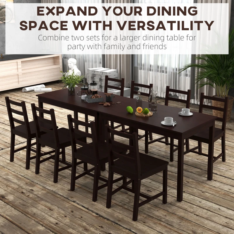 HOMCOM Dining Table Set for 4, 5 Piece Modern Kitchen Table and Chairs, Solid Wood Dining Room Set for Small Spaces, Breakfast Nook, Chestnut Brown