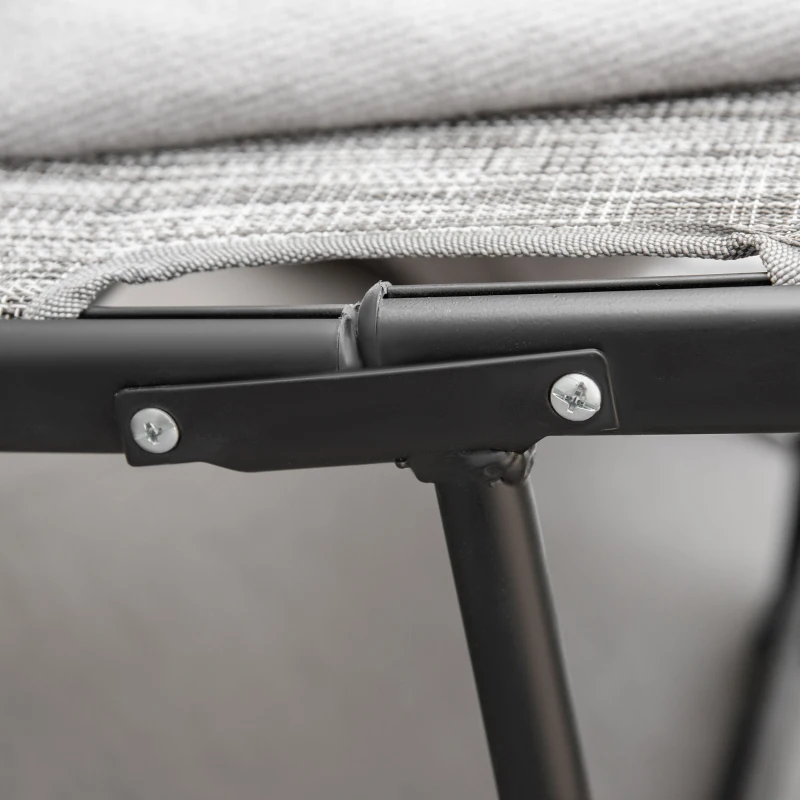 Outsunny Outdoor Lounge Chair with Armrest, Folding Tanning Chair for Beach, Poolside and Patio, Grey