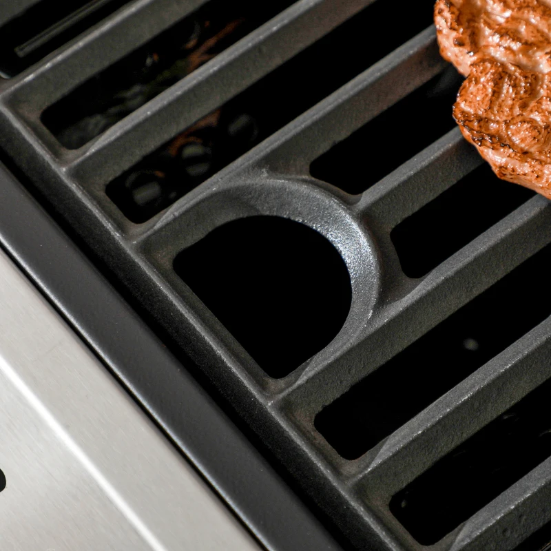 Outsunny 40,000 BTU Propane Gas Grill BBQ Cart with 4 Main Burners, 1 Side Burner, with Warming Rack, Side Prep Tables, Black