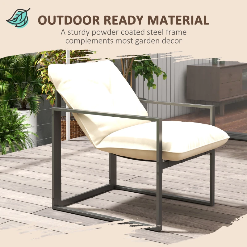 Outsunny 4 Piece Outdoor Furniture Set, Patio Conversation Set with Tempered Glass Table, Loveseat, 2 Chairs and Cushions, Beige