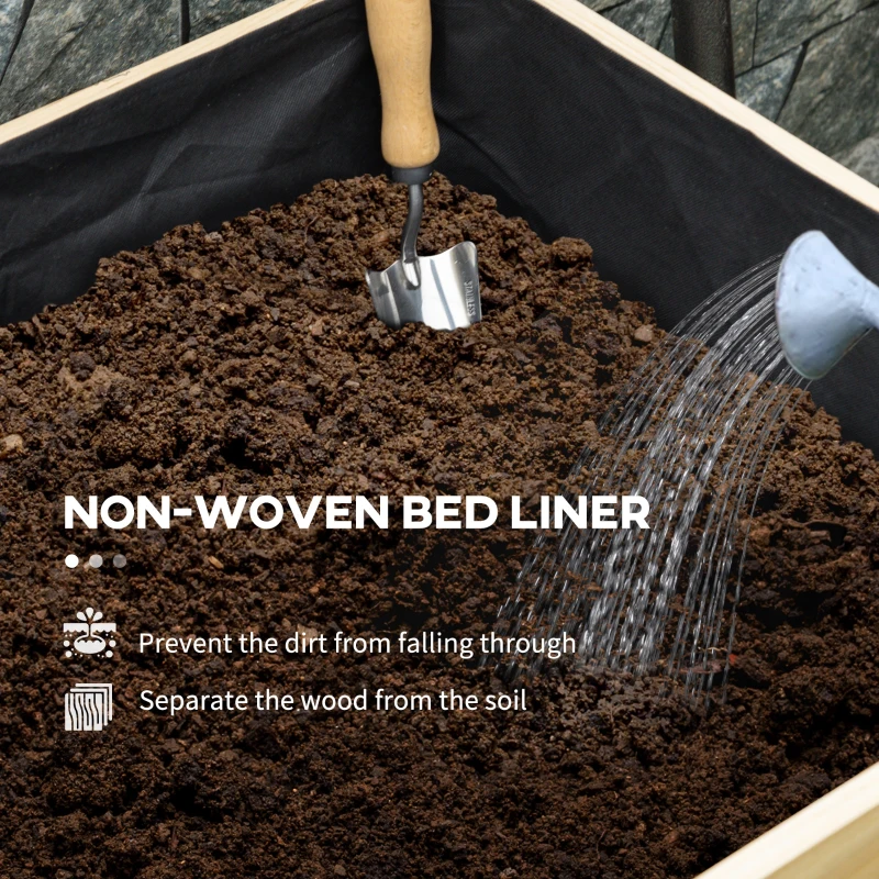 Outsunny Wooden Planter Box with Metal Legs, Raised Garden Bed with Trellis and Bed Liner, for Vegetables Flowers Herbs