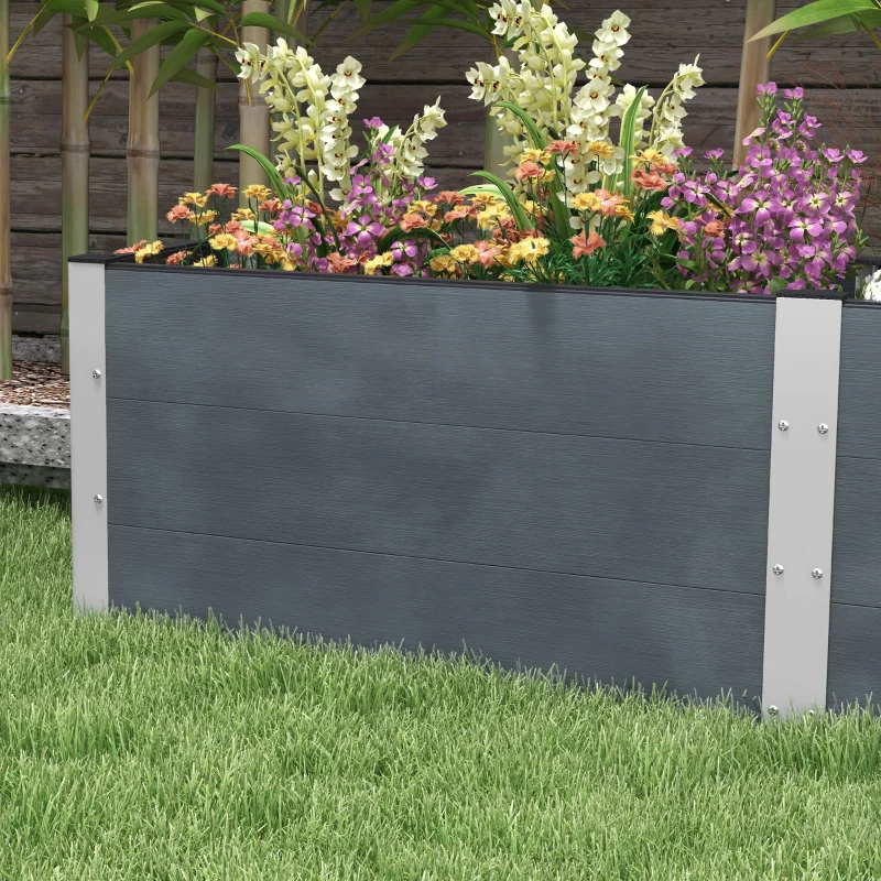 Outsunny 6.6' x 1.6' x 1.8' Elevated Planter Box with Open Bottom, Raised Garden Bed for Vegetables, Flowers, Fruits, Herbs, Grey