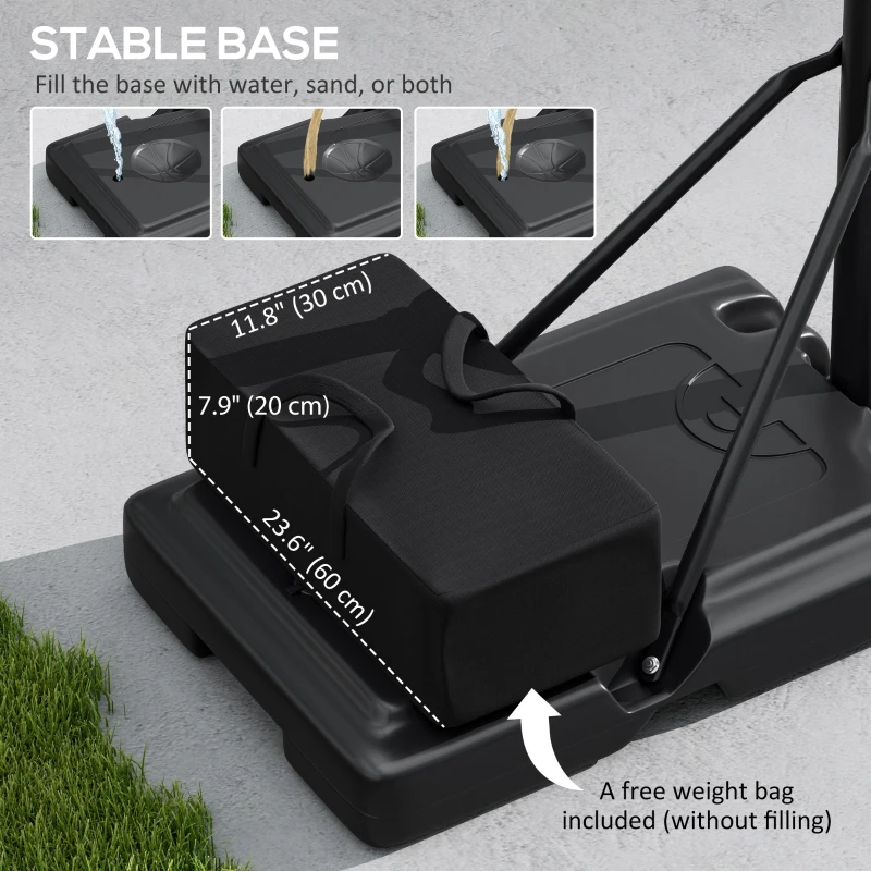 Soozier 7.7-10ft Portable Basketball Hoop, Basketball Goal with Free Weight, Wheels, 43" Backboard and Fillable Base
