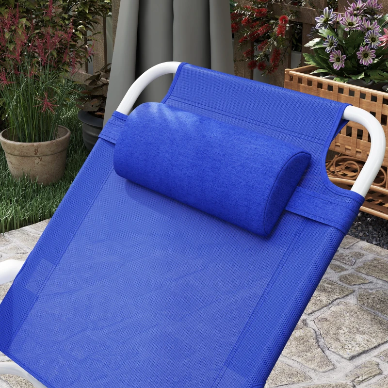 Outsunny Outdoor Sun Lounger, Folding Chaise Lounge with 4-level Adjustable Backrest, Blue