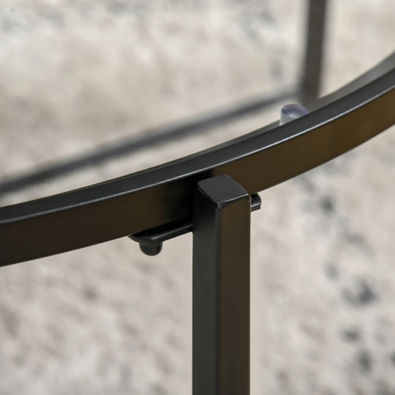 HOMCOM Modern Round Coffee Table with Tempered Glass Tabletop, Accent Side Table, Center Table for Living Room, Black