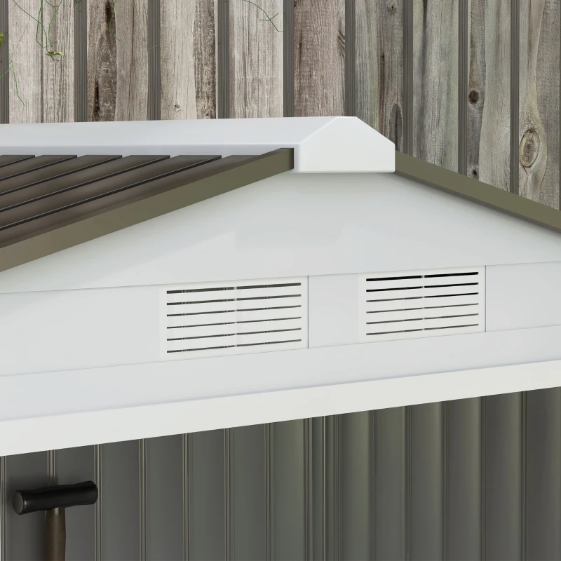 Outsunny 7'x 4'x 6' Garden Tool Shed Metal Storage Shed w/ Foundation Kit and Double Doors Silver