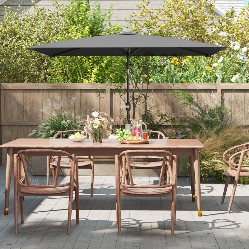 Outsunny 6.6x9.6ft Rectangle Aluminum Tilt Patio Umbrella, Garden Market Parasol, Outdoor Sunshade Canopy with Crank, Dark Grey