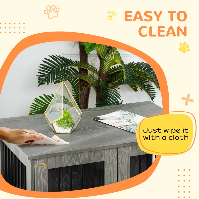 PawHut Dog Crate Furniture with Lockable Magnetic Door, Adjustable feet for Small & Medium Dogs, Indoor Use, Grey