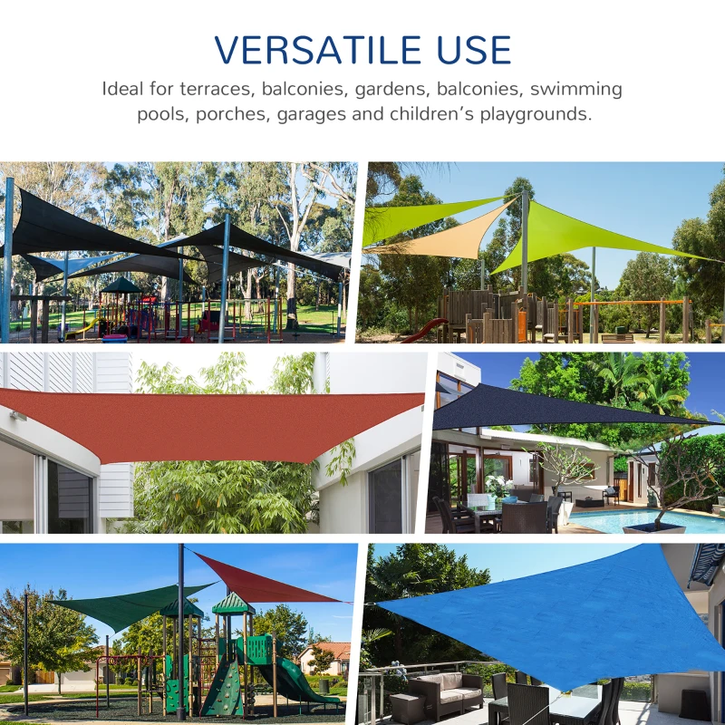 Outsunny Triangle 16.4' Canopy Sun Sail Shade Garden Cover UV Protector Outdoor Patio Lawn Shelter with Carrying Bag (Blue)