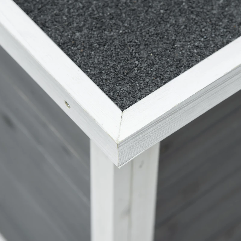 PawHut Outdoor Rabbit Hutch Wooden Bunny Hutch Rabbit Litter Box with Run,Open Roof, 36.25"L x 20"W x 30"H, Grey/White