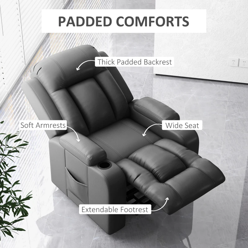 HOMCOM Electric Lift Chair for Elderly, Power Recliner with Footrest, Remote Control, Cup Holders for Living Room, Grey