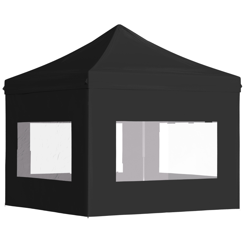 Outsunny 10' x 10' Pop Up Gazebo, Instant Canopy Tent Sun Shelter with Roll-up Sidewall, Wheeled Carry Bag and 4 Sand Bags, for Outdoor, Garden, Patio