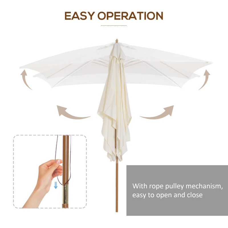 Outsunny Patio Umbrella Market Patio Sun Umbrella Rectangle Cream White