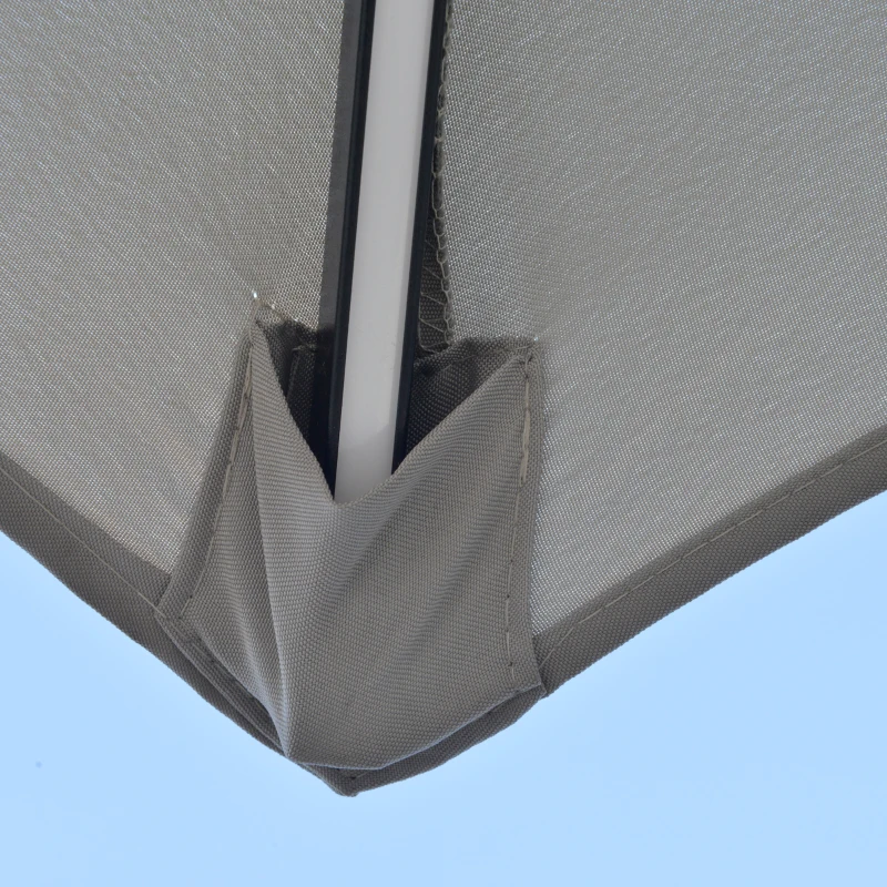 Outsunny 10FT Cantilever Patio Umbrella with Lights Solar Powered Offset Umbrella with Crank and Cross Base for Deck Light Grey