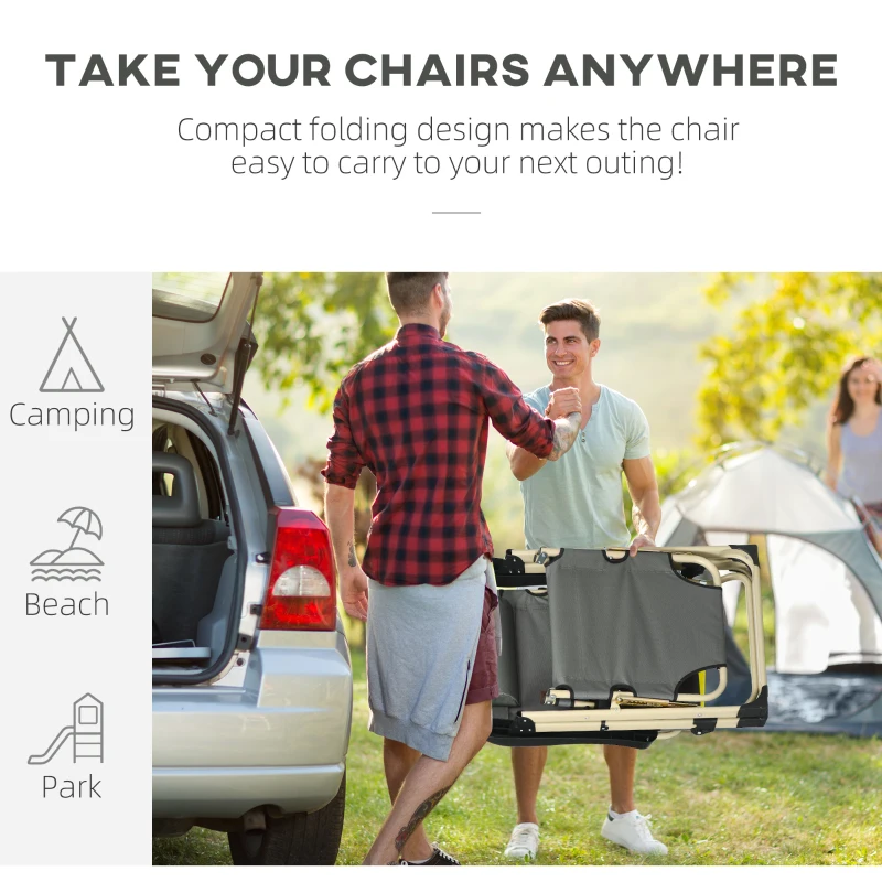 Outsunny Outdoor Folding Reclining Lounge Chair w/ Cushion, Adjustable Backrest and Footrest for Patio, Poolside, Beach, Grey