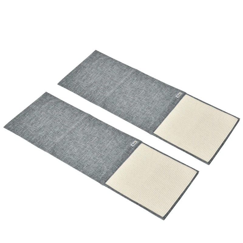 PawHut 2PCs Cat Scratching Pad Board Mat Blanket Kitten Scratcher 51.25" x 17.75" - Grey