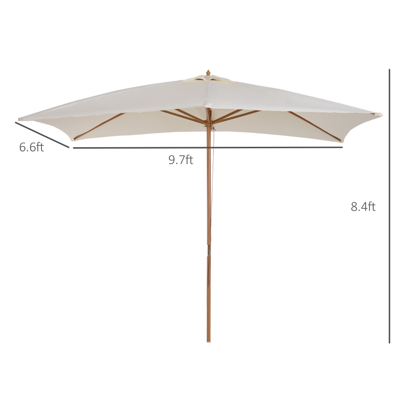 Outsunny Patio Umbrella Market Patio Sun Umbrella Rectangle Cream White