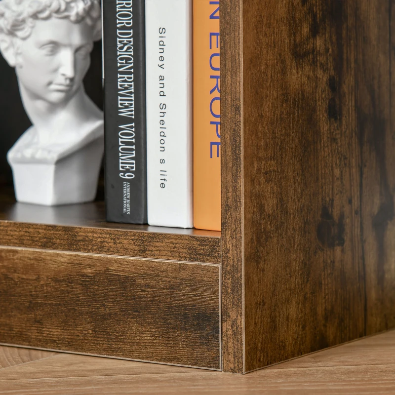 HOMCOM Storage Shelf 3-Tier Bookcase Display Rack Home Organizer for Home Office, Living Room, Playroom, Rustic Brown