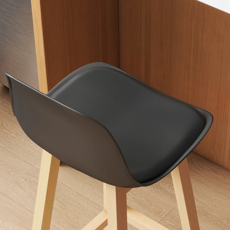 HOMCOM Bar Height Stools Set of 2, PU Leather Upholstered Stools for Kitchen Island, Modern Bar Chairs with Backs, Black