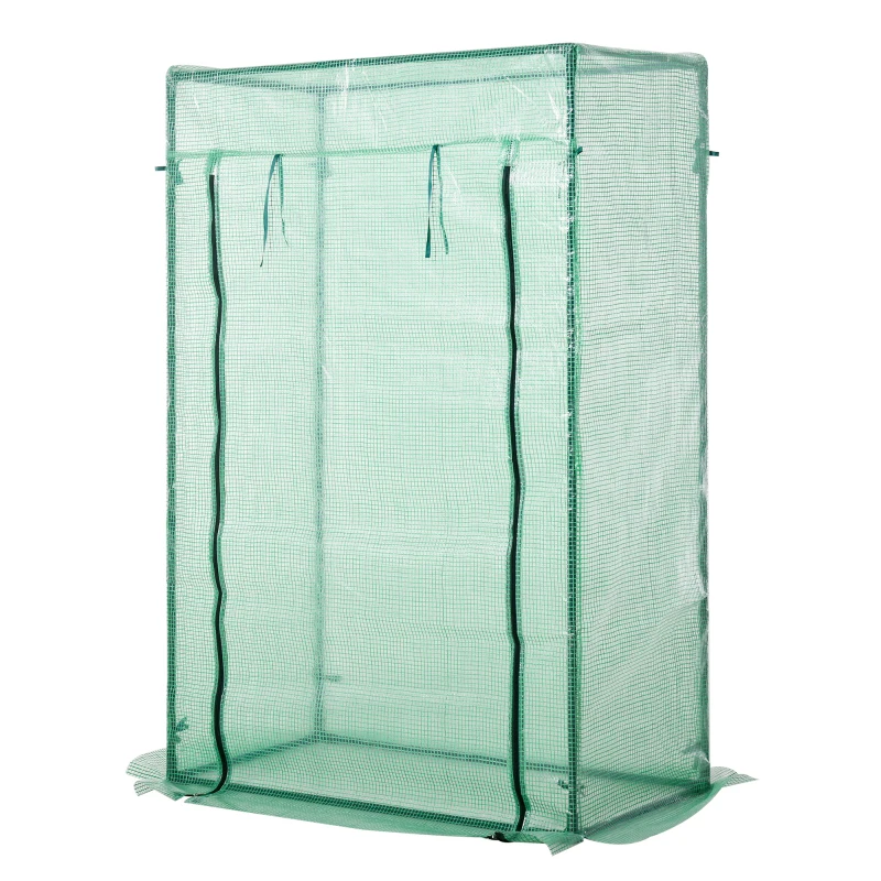 Outsunny 40"L x 20"W x 59"H Walk-in Garden Greenhouse with Durable Steel Frame Outdoor Hot House Tomato Plant Warm House w/ Roll up Door, PE Cover, Green