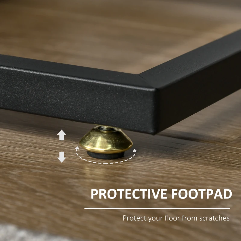 HOMCOM Side Table, C Shaped End Coffee Table, Industrial Nightstand with Storage Shelves, Metal Frame for Living Room, Bedroom, Rustic Brown