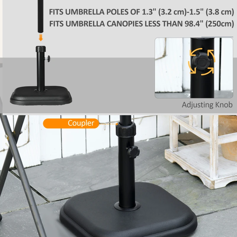 Outsunny Patio Umbrella Base, 24 lb Heavy Duty Concrete Umbrella Stand, Market Table Umbrella Base Holder for Outdoor, Black
