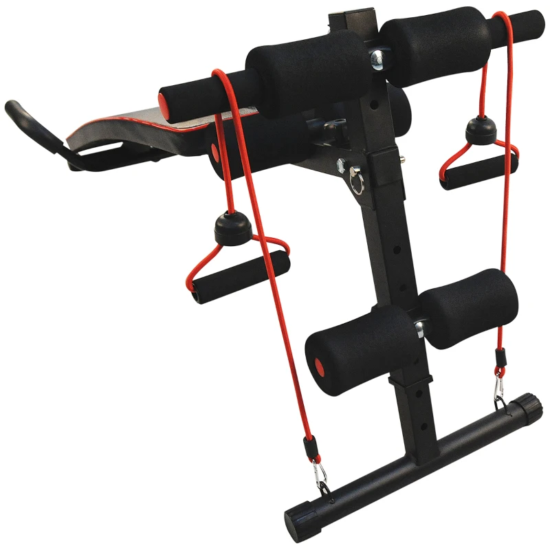 Soozier Sit Up Bench Core Workout Adjustable Strength Training Bench Thigh Support For Home Gym Exercise Black/Red