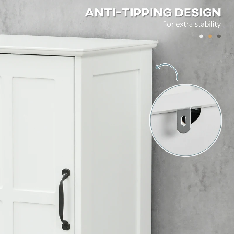 kleankin Modern Bathroom Cabinet, Narrow Bathroom Vanities with Open Shelf Drawer Recessed Doors and Adjustable Shelves White