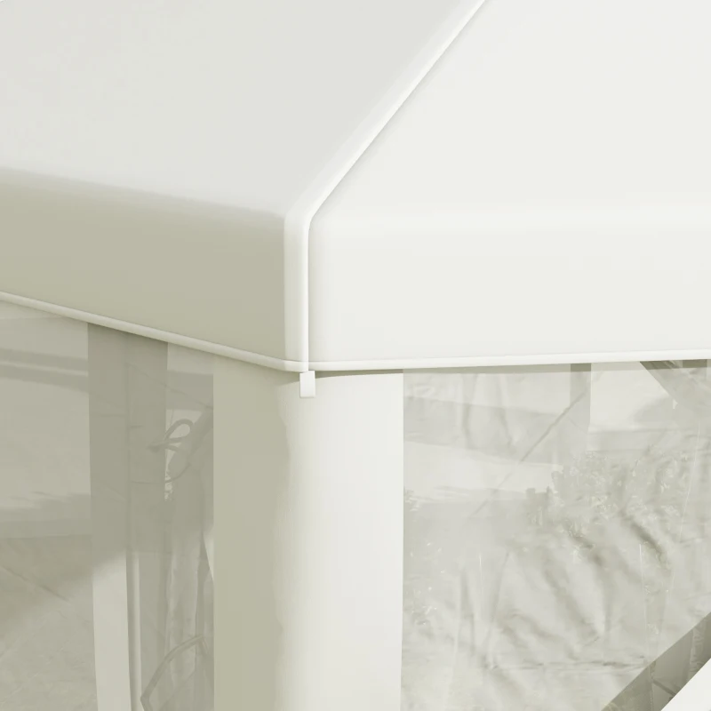 Outsunny Φ13' Hexagon Party Tent Patio Gazebo Outdoor Activity Event Canopy Quick Sun Shelter Pavilion with Netting Mesh Sidewall Cream White